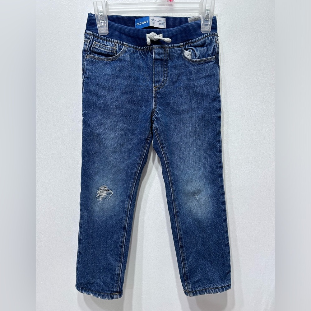 Old Navy Boy’s Distressed Denim Relax Slim Built-In Warm Jeans Size‎ 5T